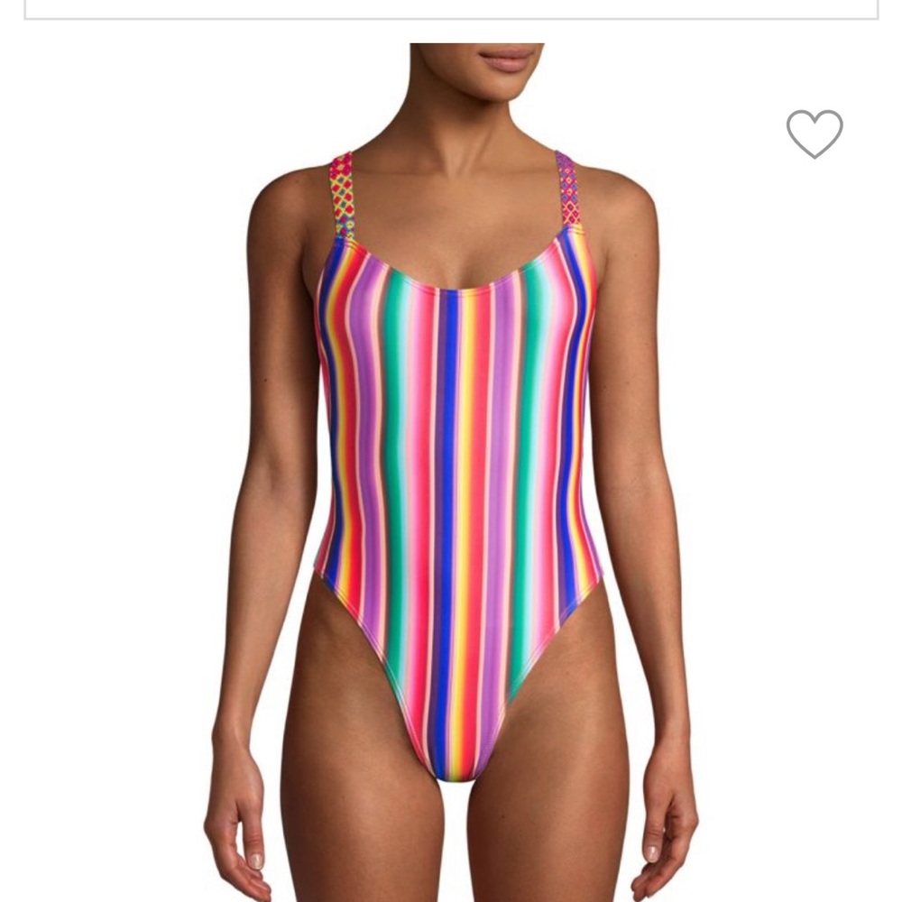 NWT ALL THINGS MOCHI
Monique Rainbow Stripe One-Piece Swimsuit
